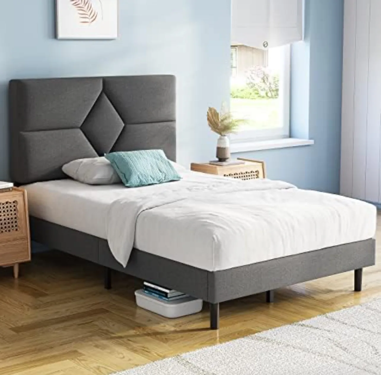 Twin Size Upholstered Bed Frame with Headboard thumbnail