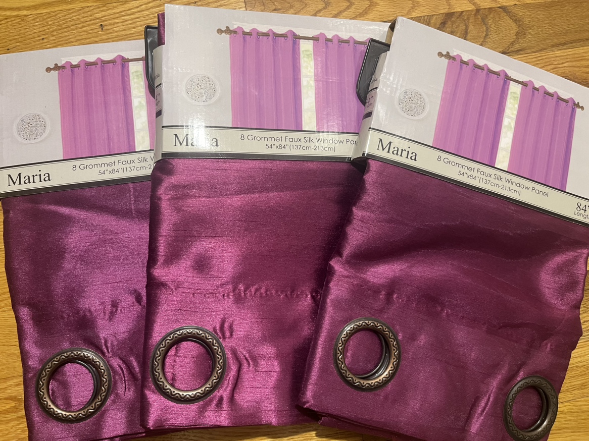 Purple Faux Silk Grommet Curtains. 54”x84”.