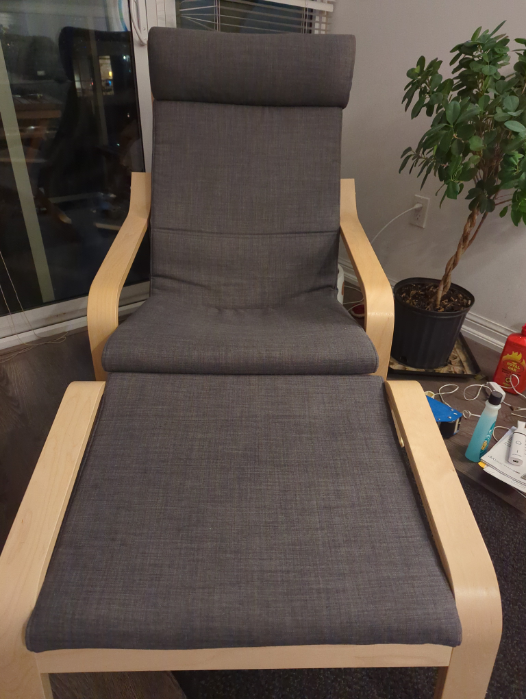 IKEA POÄNG armchair with footstool