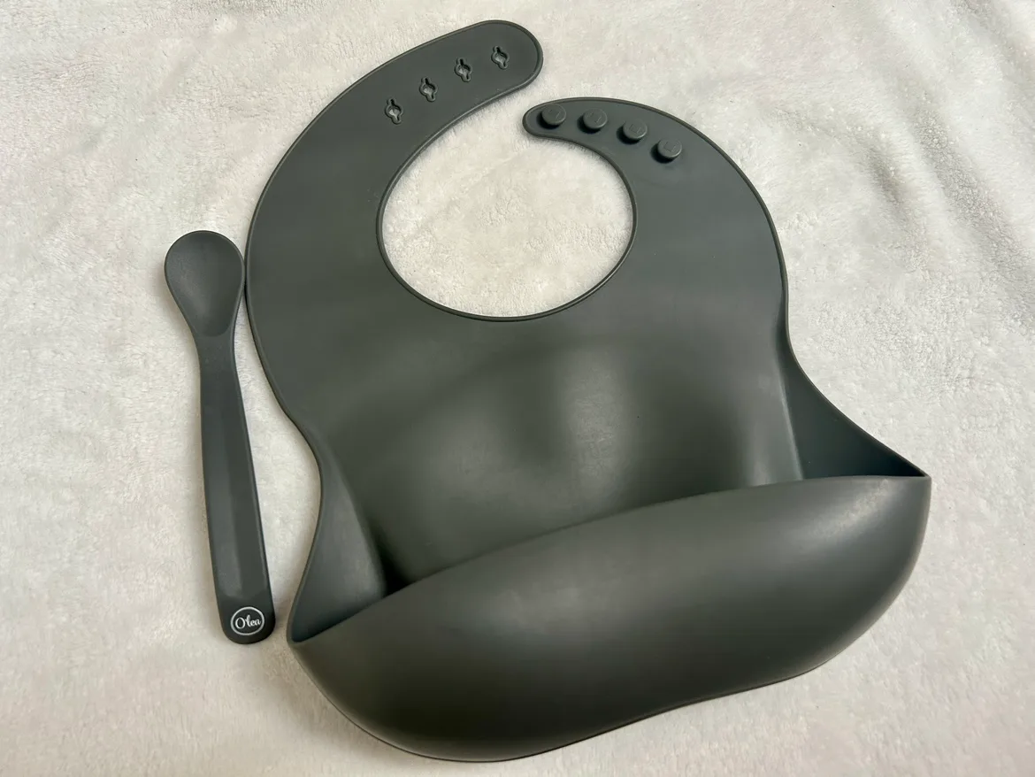 Baby silicone bib and spoon thumbnail
