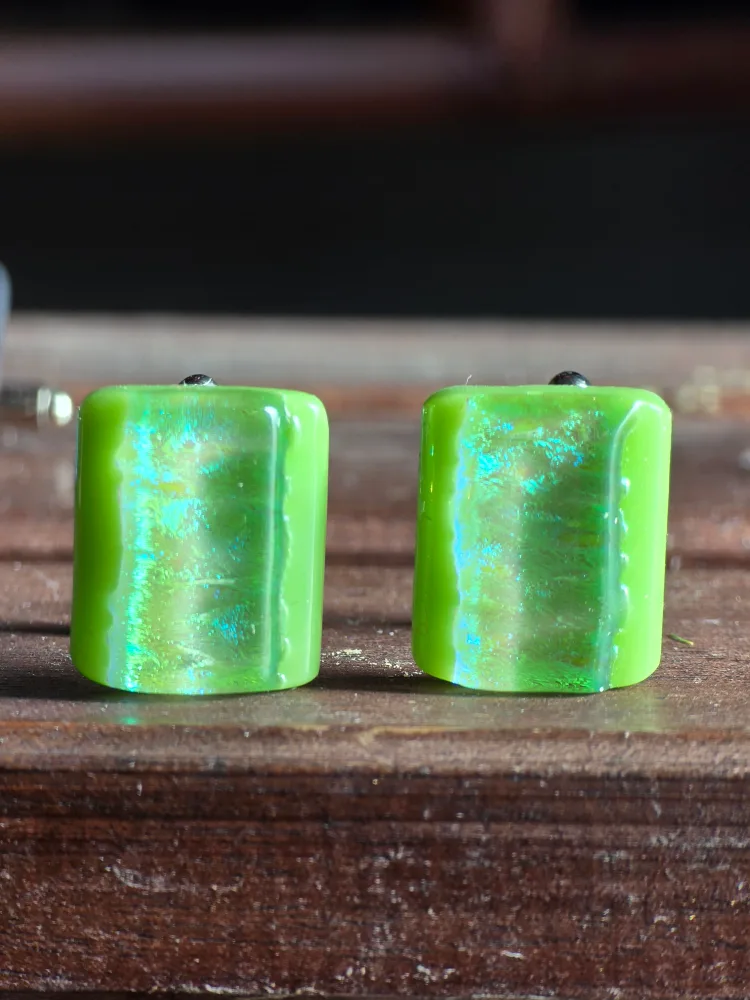 handmade dichroic Glass Cufflinks image indicator(3)