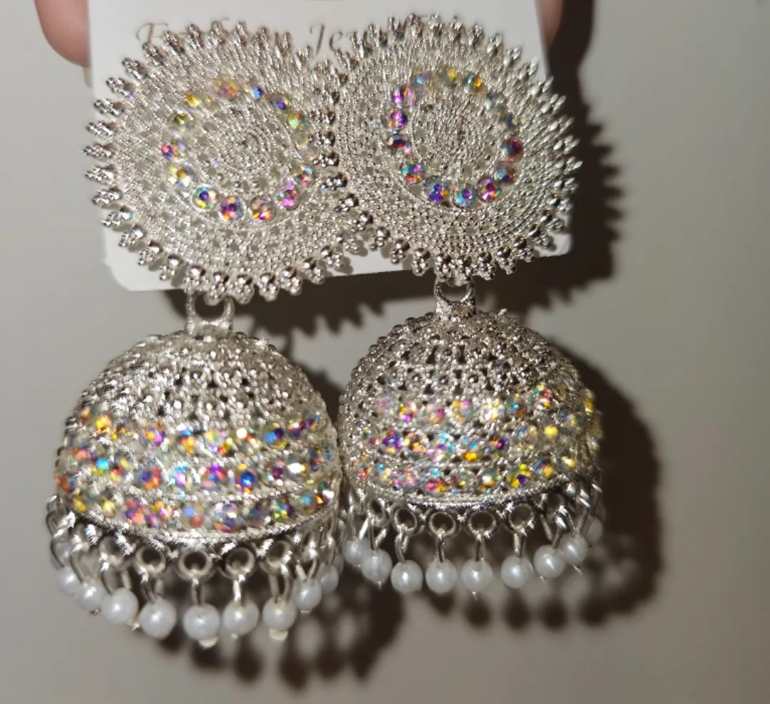 Laura Earrings Limited Edition (White Jhumka) image indicator(3)