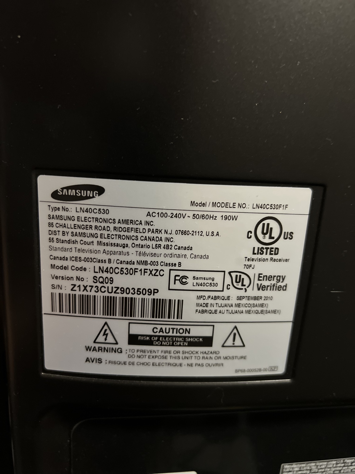 Samsung LN40C530F 40" TV - photo 2