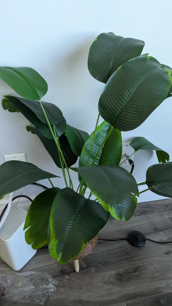 Artificial Plant in Wicker Pot with Marbles thumbnail