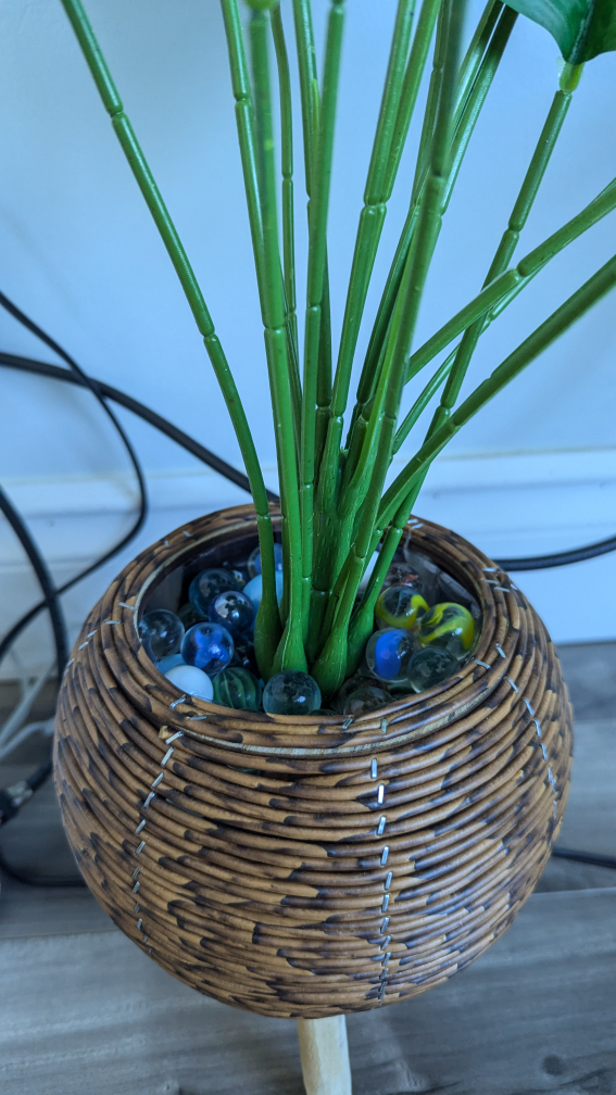 Artificial Plant in Wicker Pot with Marbles - photo 4