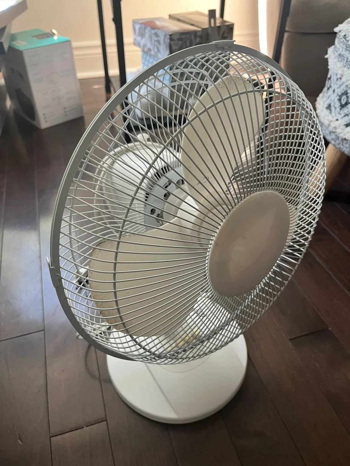 White Oscillating Desk Fan