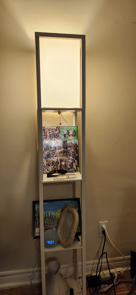 White Floor Lamp with Shelves