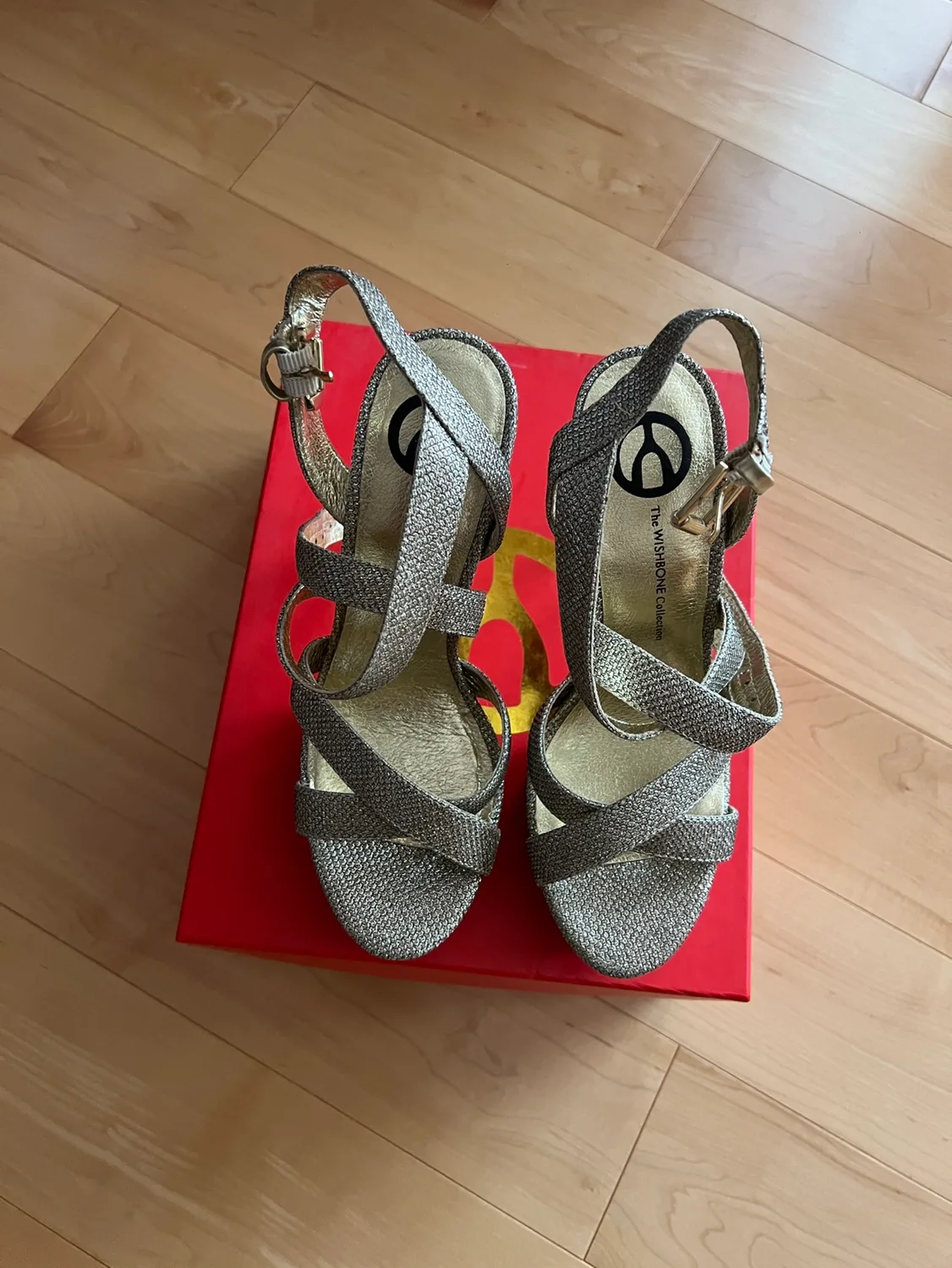 Ranna Gold Fabric High Heels Sandals - Size 7.5 thumbnail