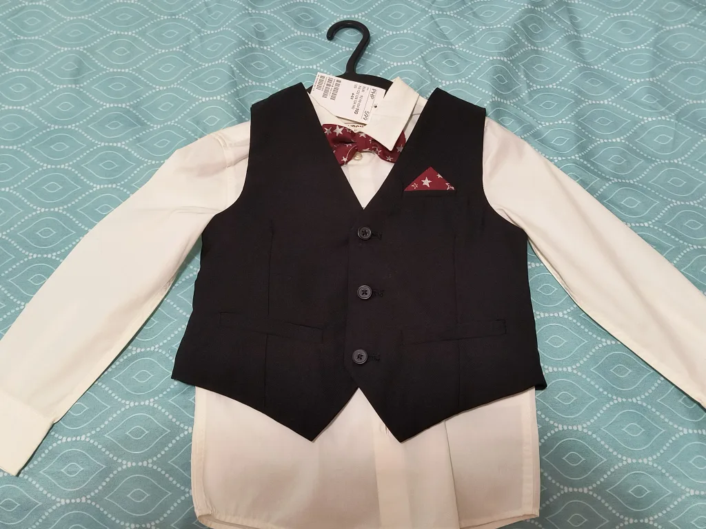 New Boys Suit Vest, Shirt, Bow Tie $8.00 Only thumbnail