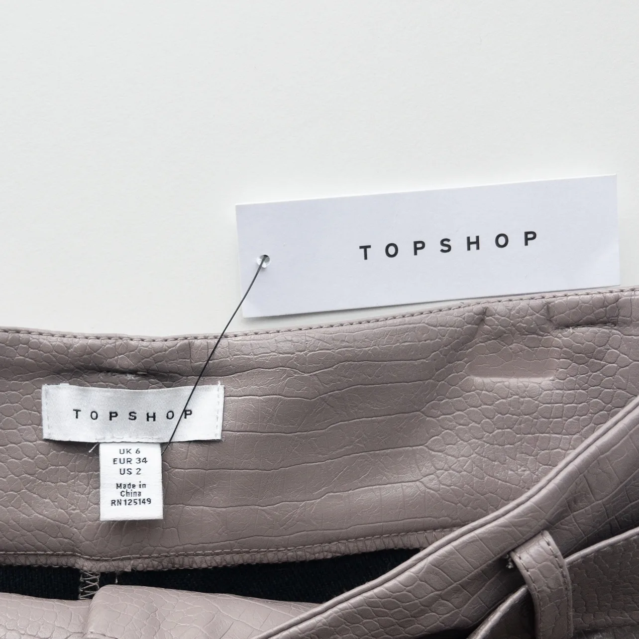 Topshop Faux Leather Shorts with Belt - New image indicator(4)