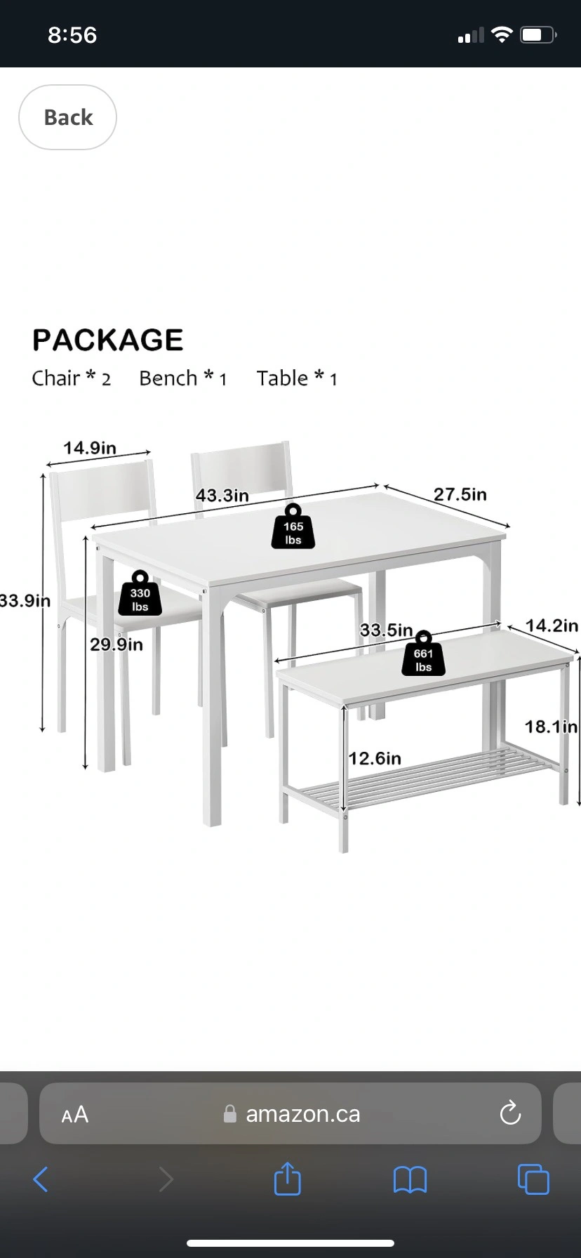 Dining Table & 2 Chairs Karrot