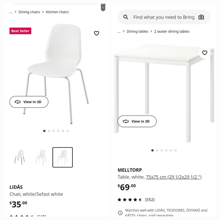 IKEA Dining Table and chairs