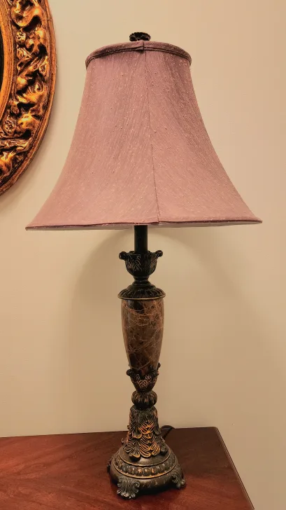 Marbella Real Brown Marble Table Lamp with Gold finish x 2 thumbnail