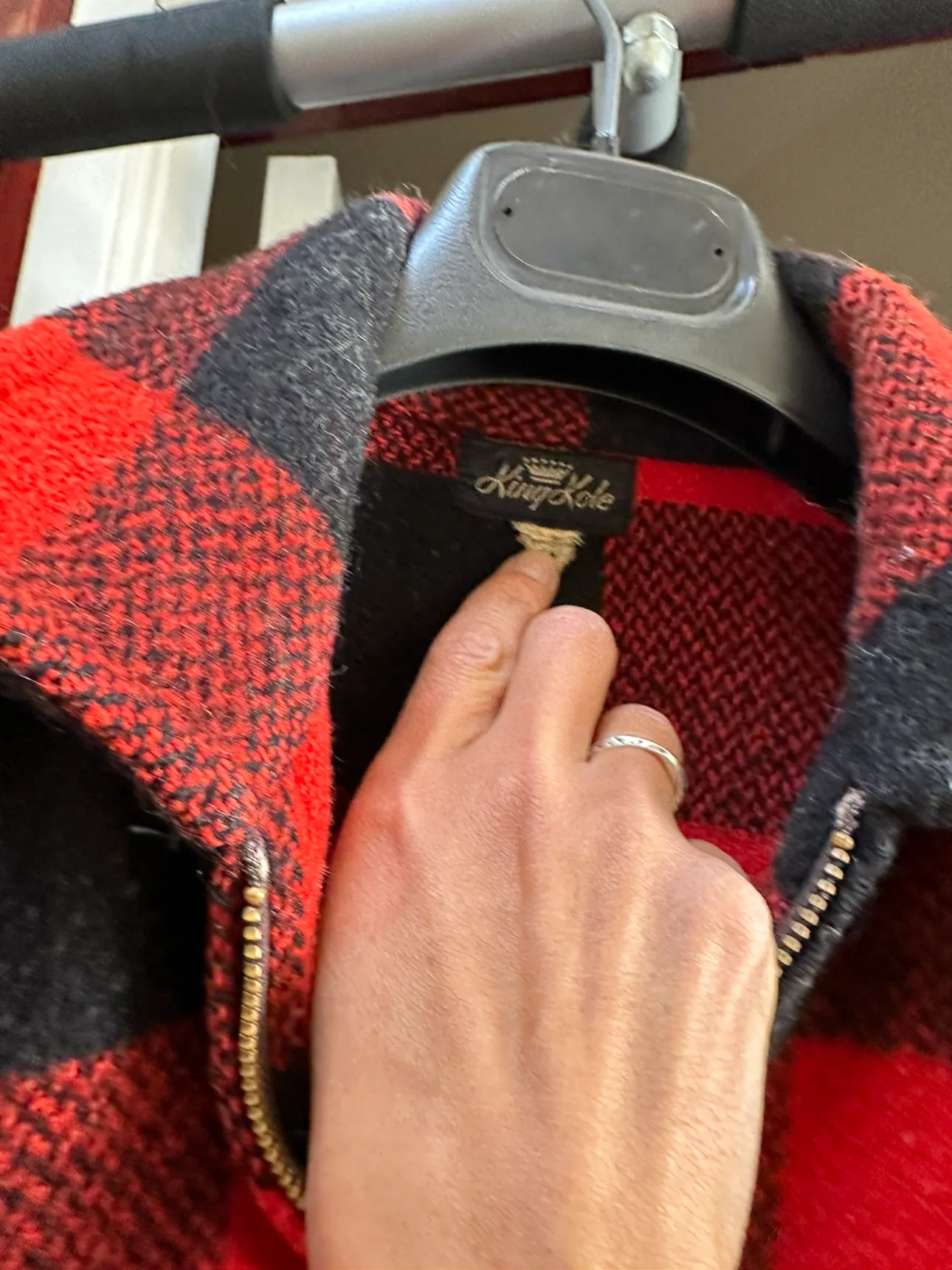 Vintage King Cole Red and Black Plaid Jacket image indicator(3)