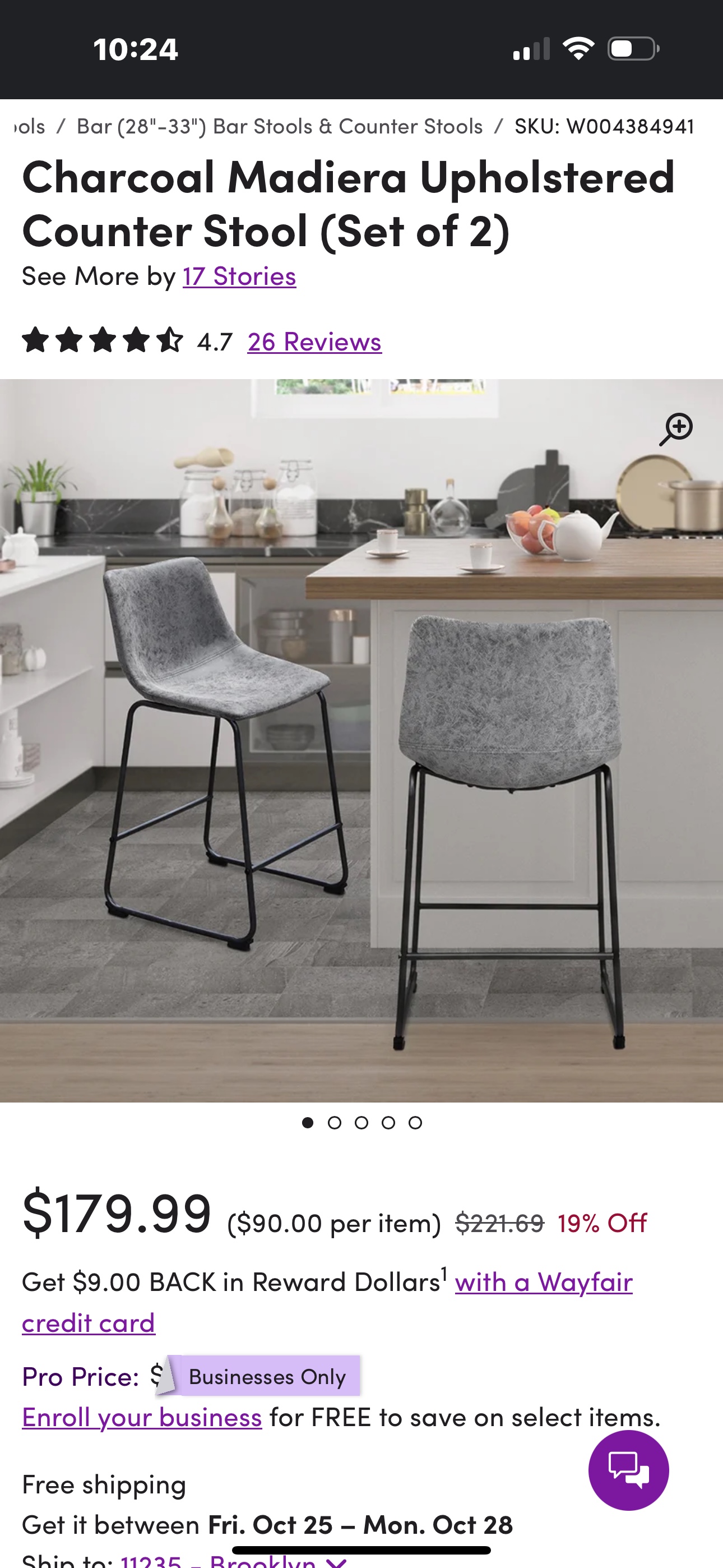 Madera Upholstered Counter Stool (Set of 2) - photo 5