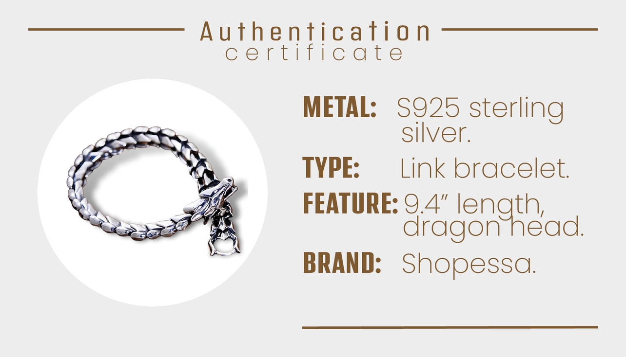 Shopessa Sterling Silver Dragon Head Link Bracelet - photo 5