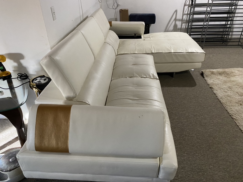 White Leather Sectional Sofa - photo 4