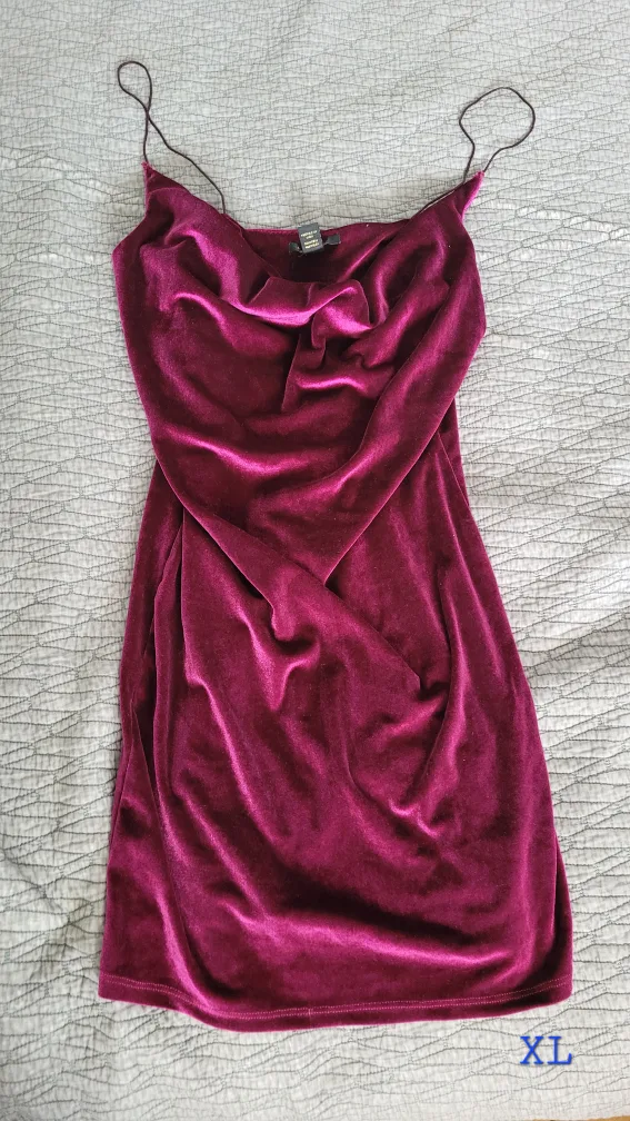 Wine Red Velvet Dress L/XL thumbnail