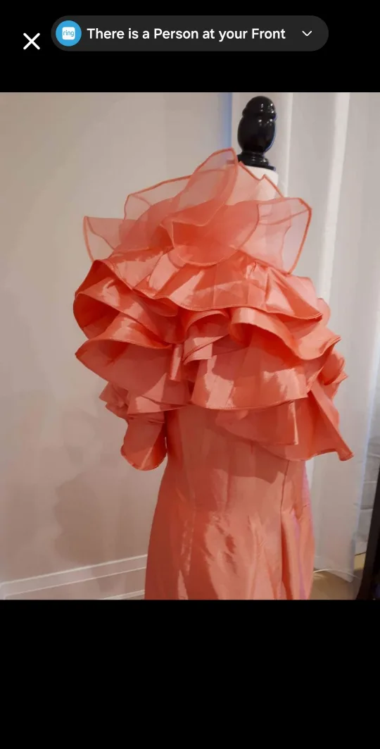 Coral One Shoulder Ruffle Dress image indicator(3)