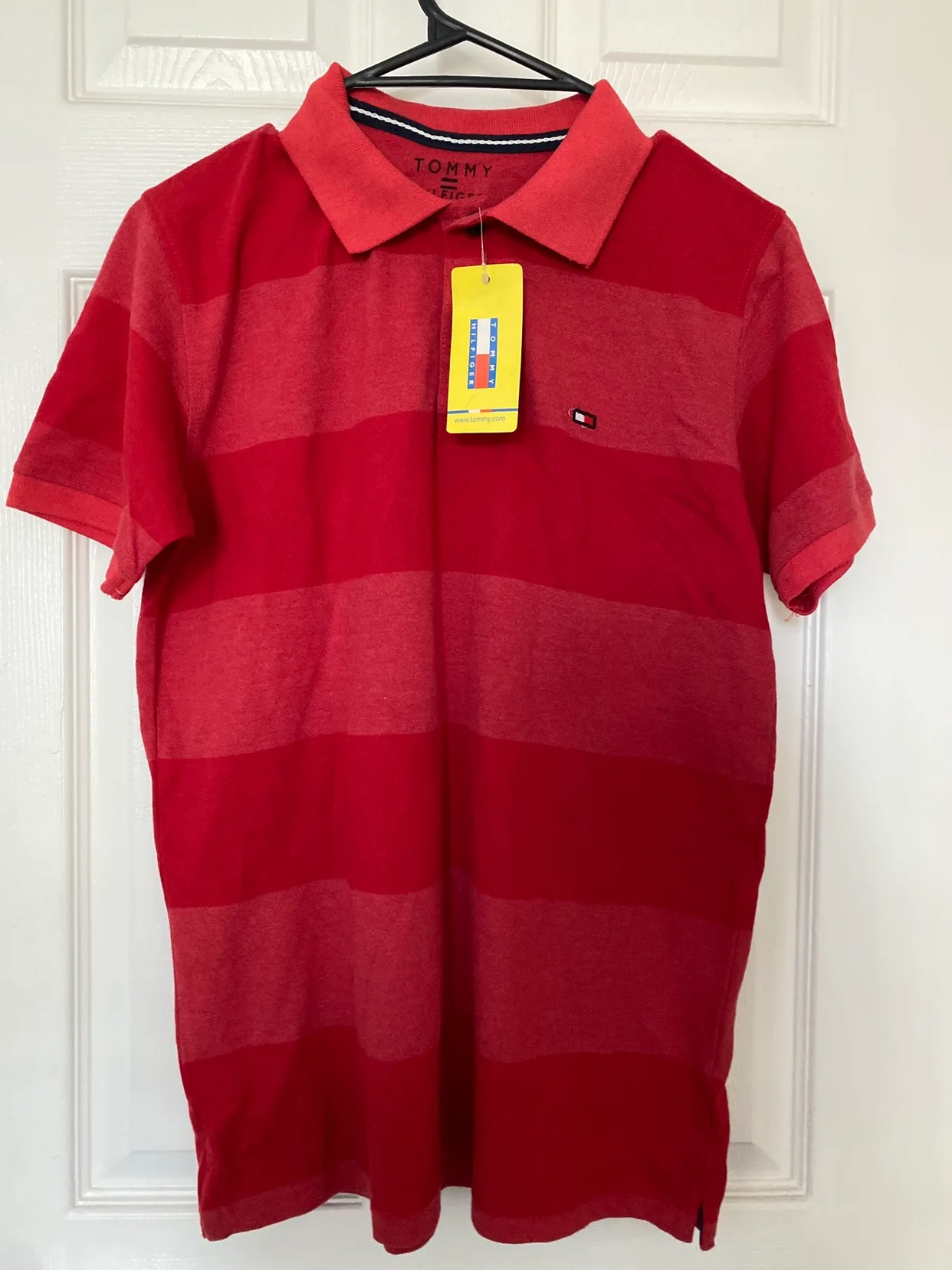Tommy Hilfiger Red Striped Polo Shirt # freecycle thumbnail