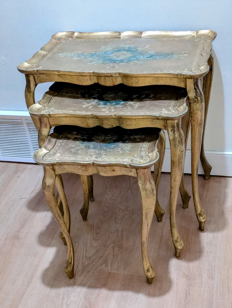 MCM Florentine 3 Nesting Tables Hollywood Regency Italian image indicator(2)