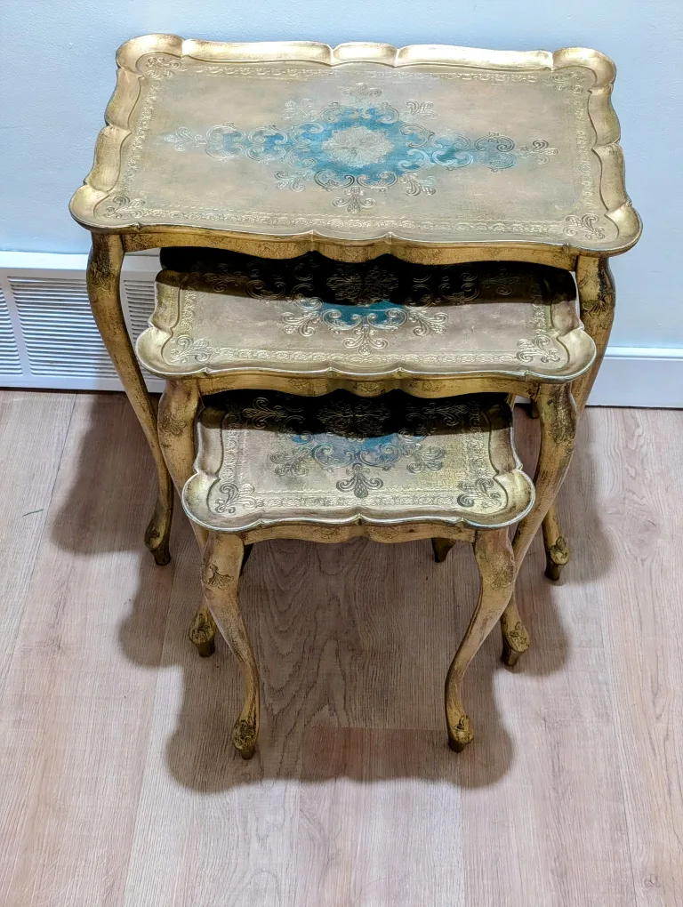 MCM Florentine 3 Nesting Tables Hollywood Regency Italian image indicator(3)