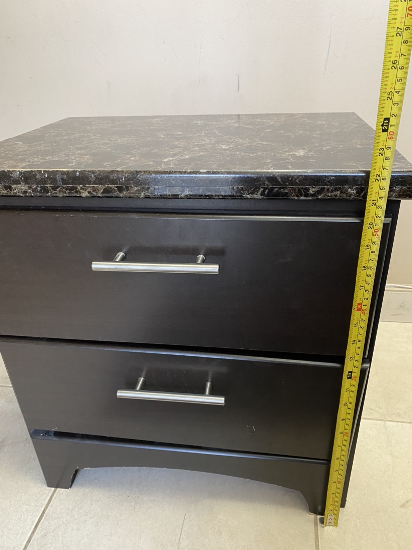 Black Nightstand with Marble Top - photo 3