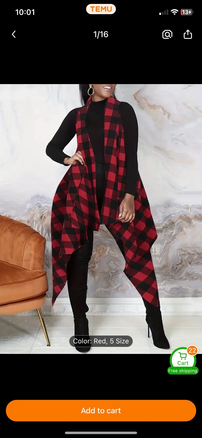 Plaid cardigan vest thumbnail