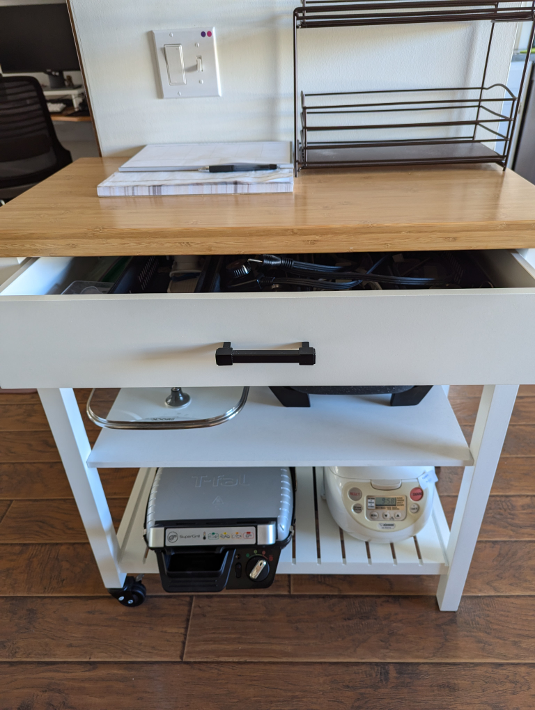 White Kitchen Cart with Drawer