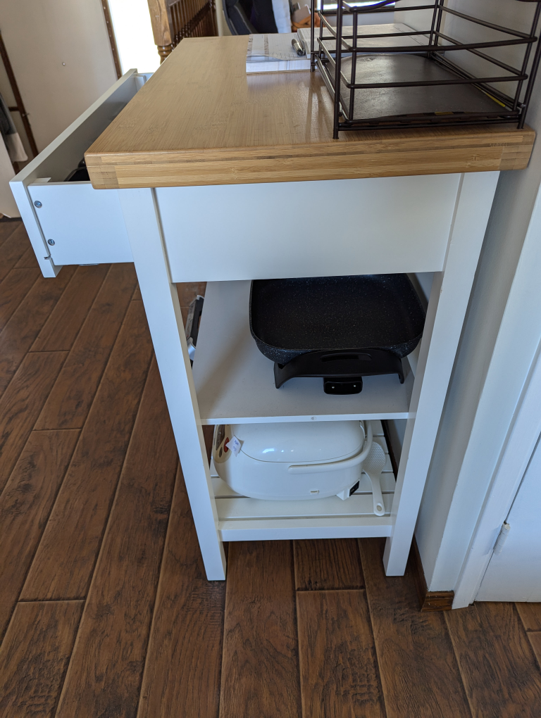 White Kitchen Cart with Drawer - photo 2