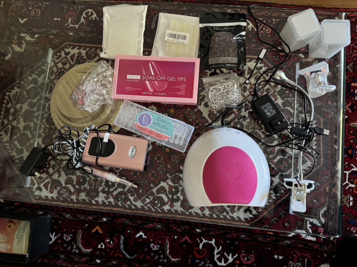At Home Gel Nail Starter Kit (Lamps, Drill, Tips, Glue & More)