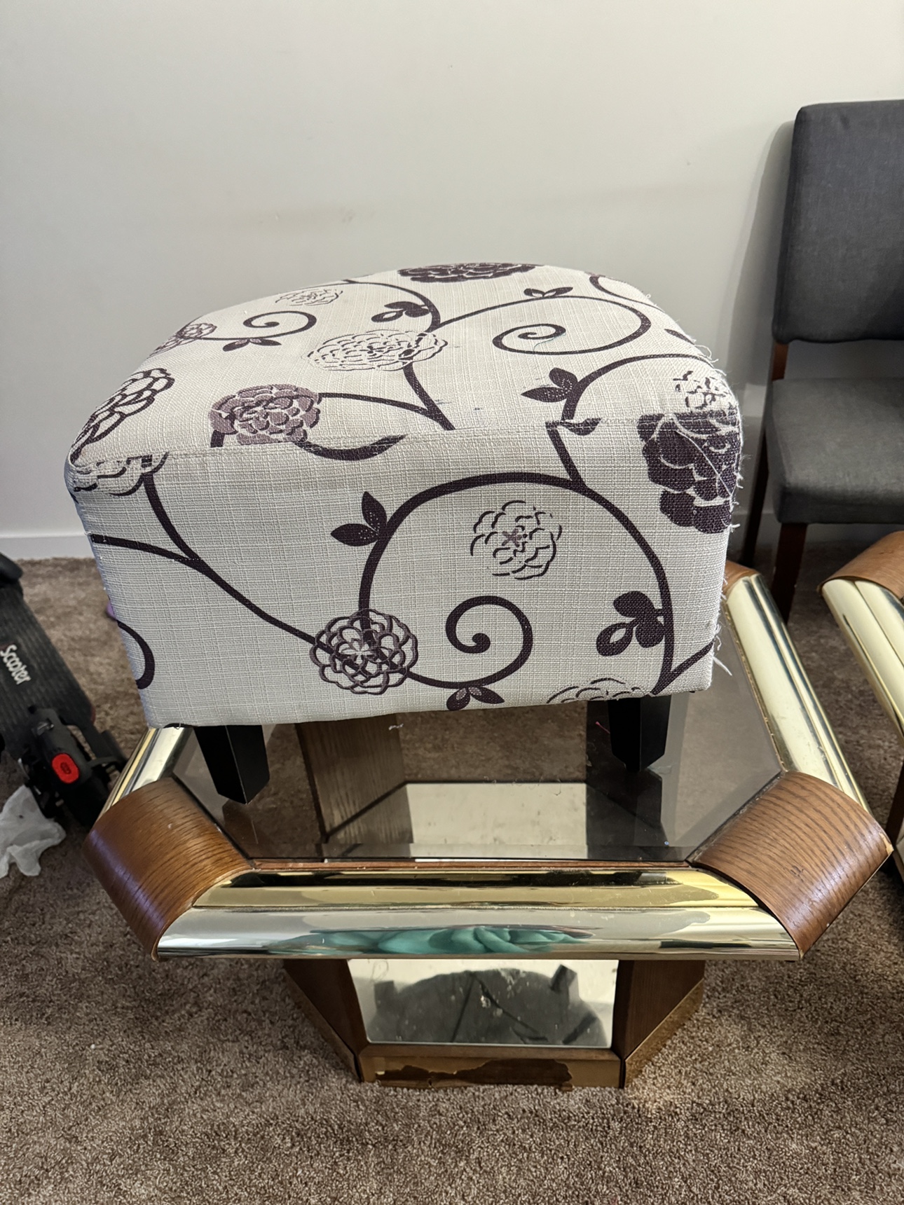 Floral Upholstered Ottoman - photo 2