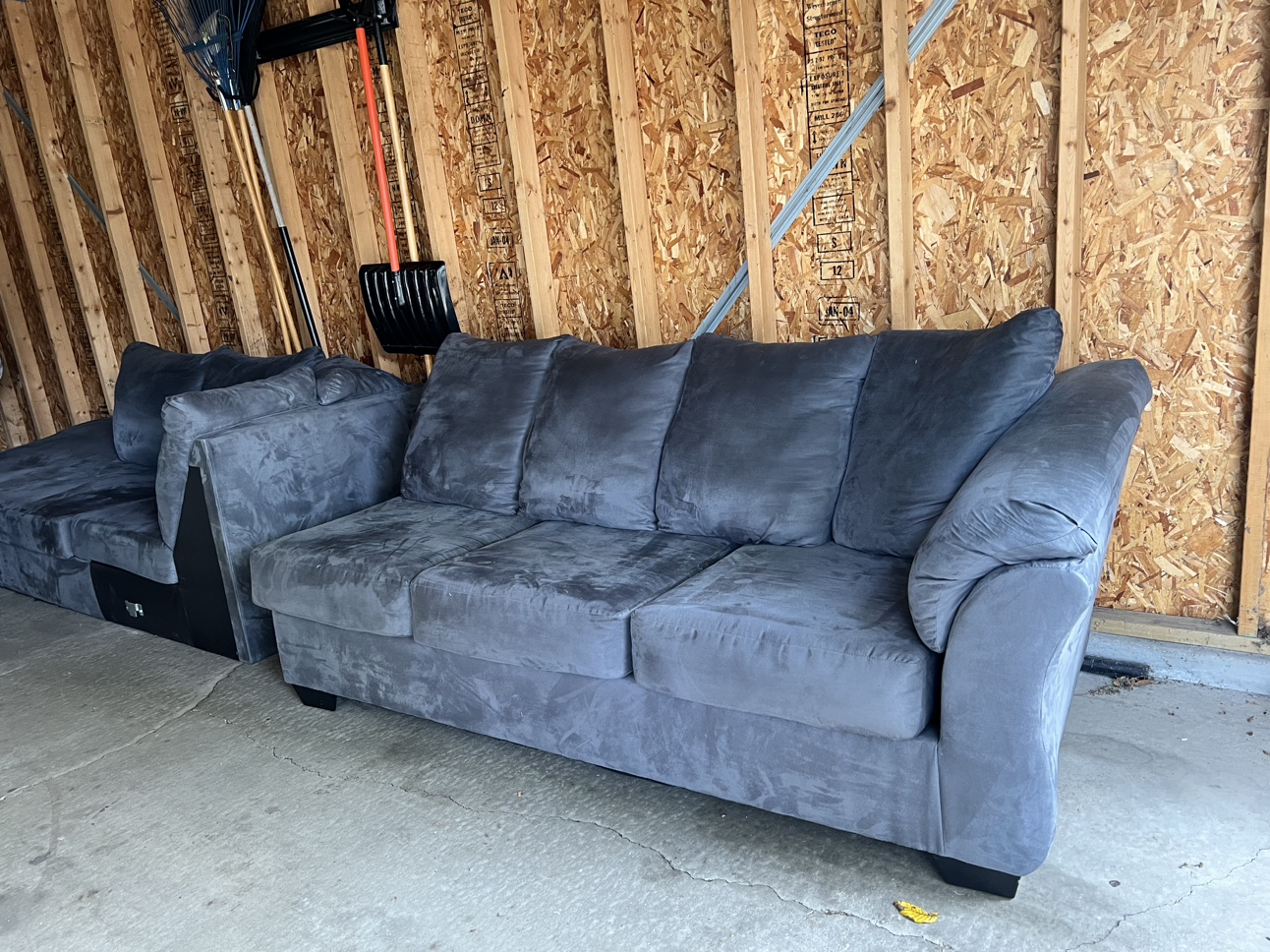 Greyish Blue L Shaped Chaise Sectional & Arm Chair - photo 4