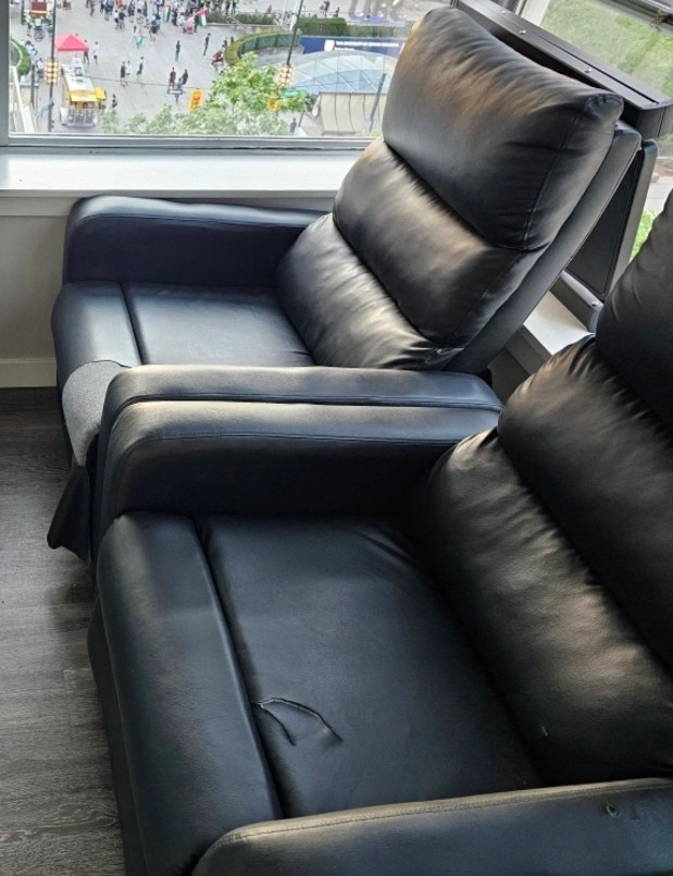 Two Black Leather Recliners - photo 2
