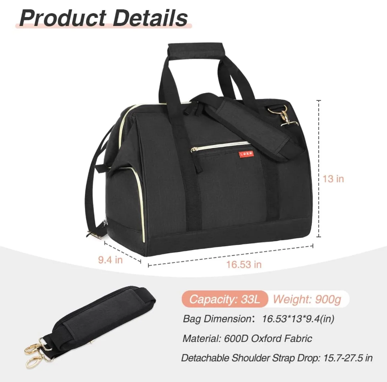 Black Travel Duffle Bag thumbnail