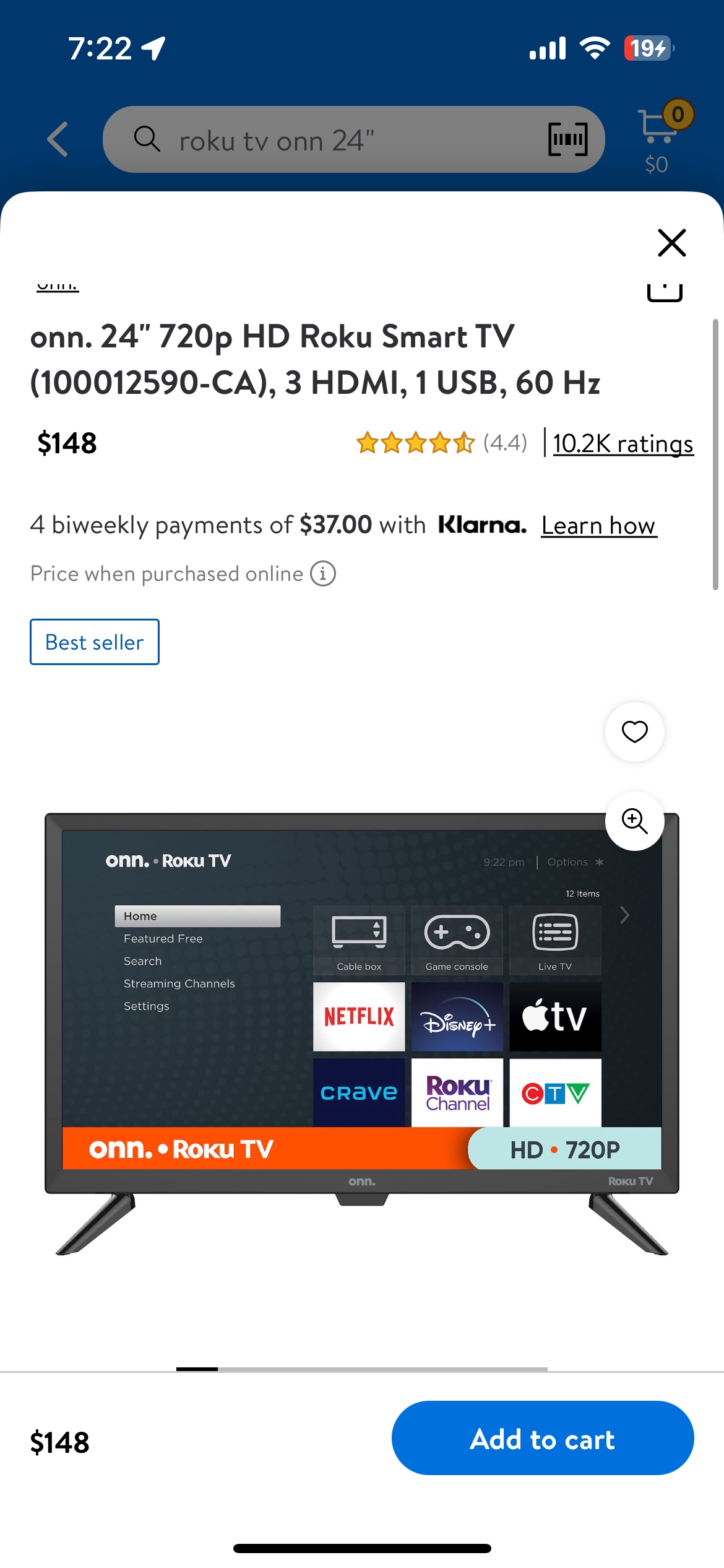 24" Onn Roku TV - photo 3