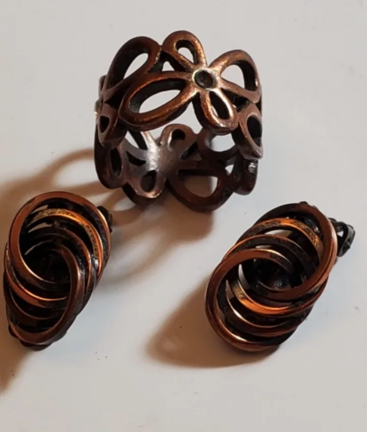 Vintage Copper Bracelet, Ring and Earrings Set image indicator(2)