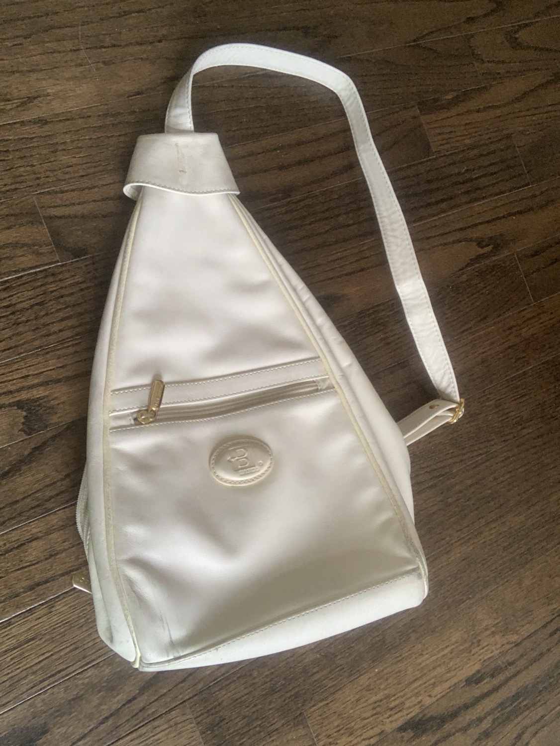 White Leather Sling Bag
