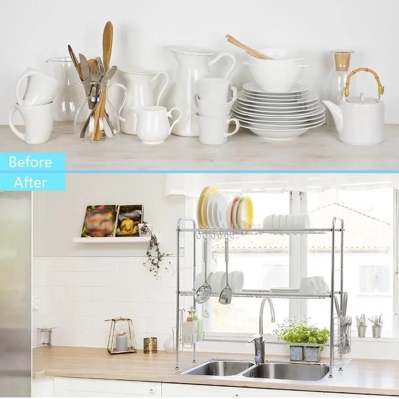 Stainless steel Over The Sink Dish Drying Rack image indicator(2)