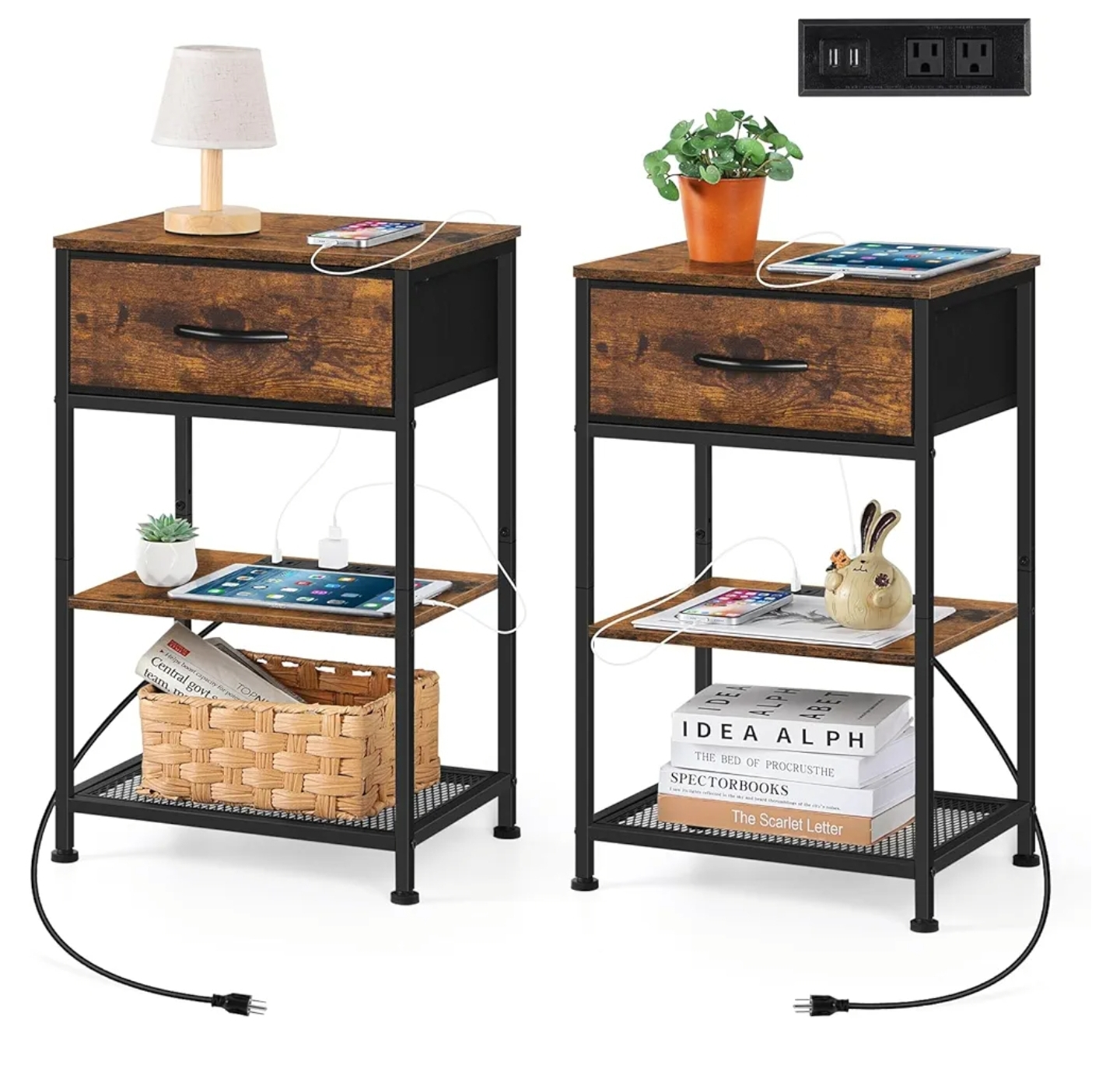 2 Nightstands with USB and Outlets - photo 2