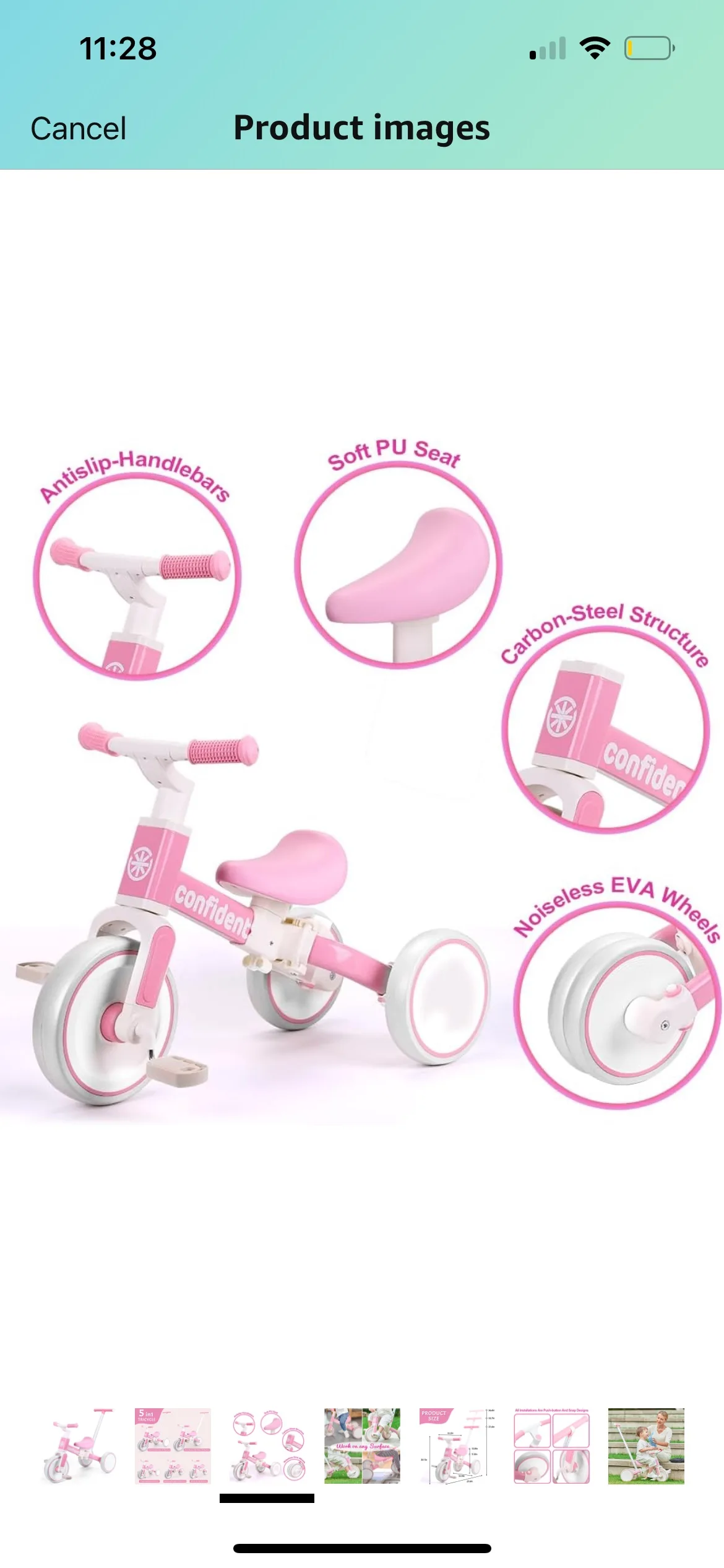 🥕Open box🥕 Tricycles for kids, 5 in 1 Toddler Balance Bike image indicator(9)