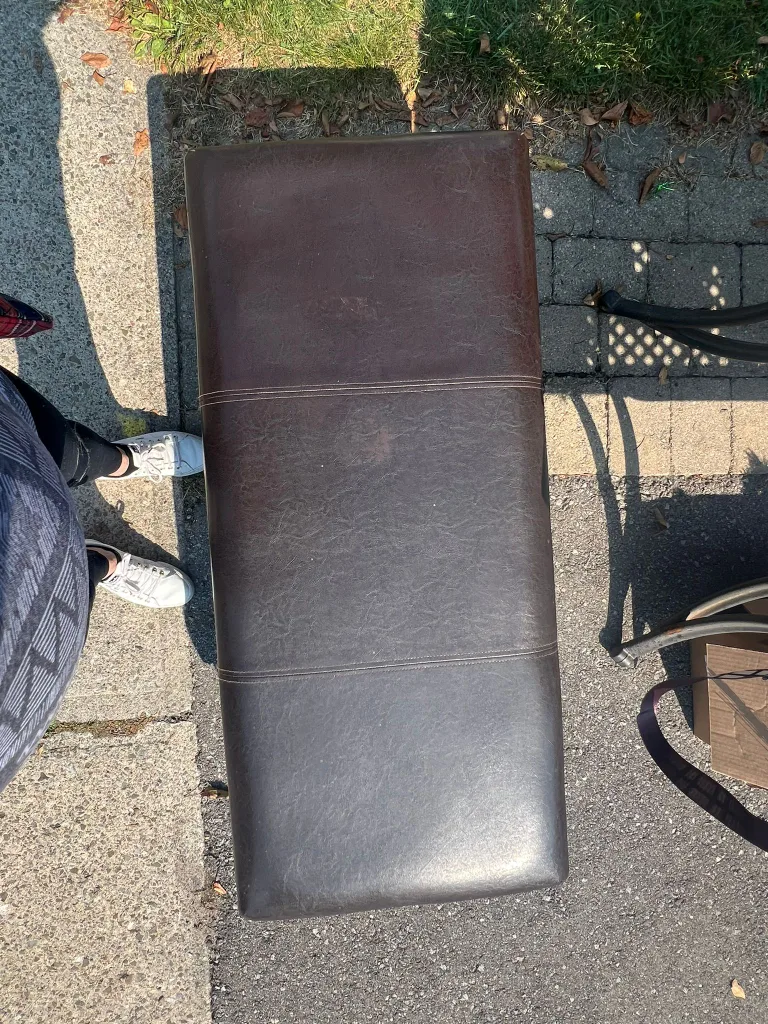 Dark Brown Leather Ottoman thumbnail