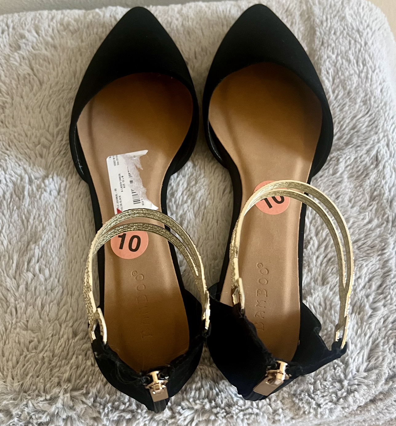 Bamboo Black Pointed-Toe Flats Size 10 - photo 2
