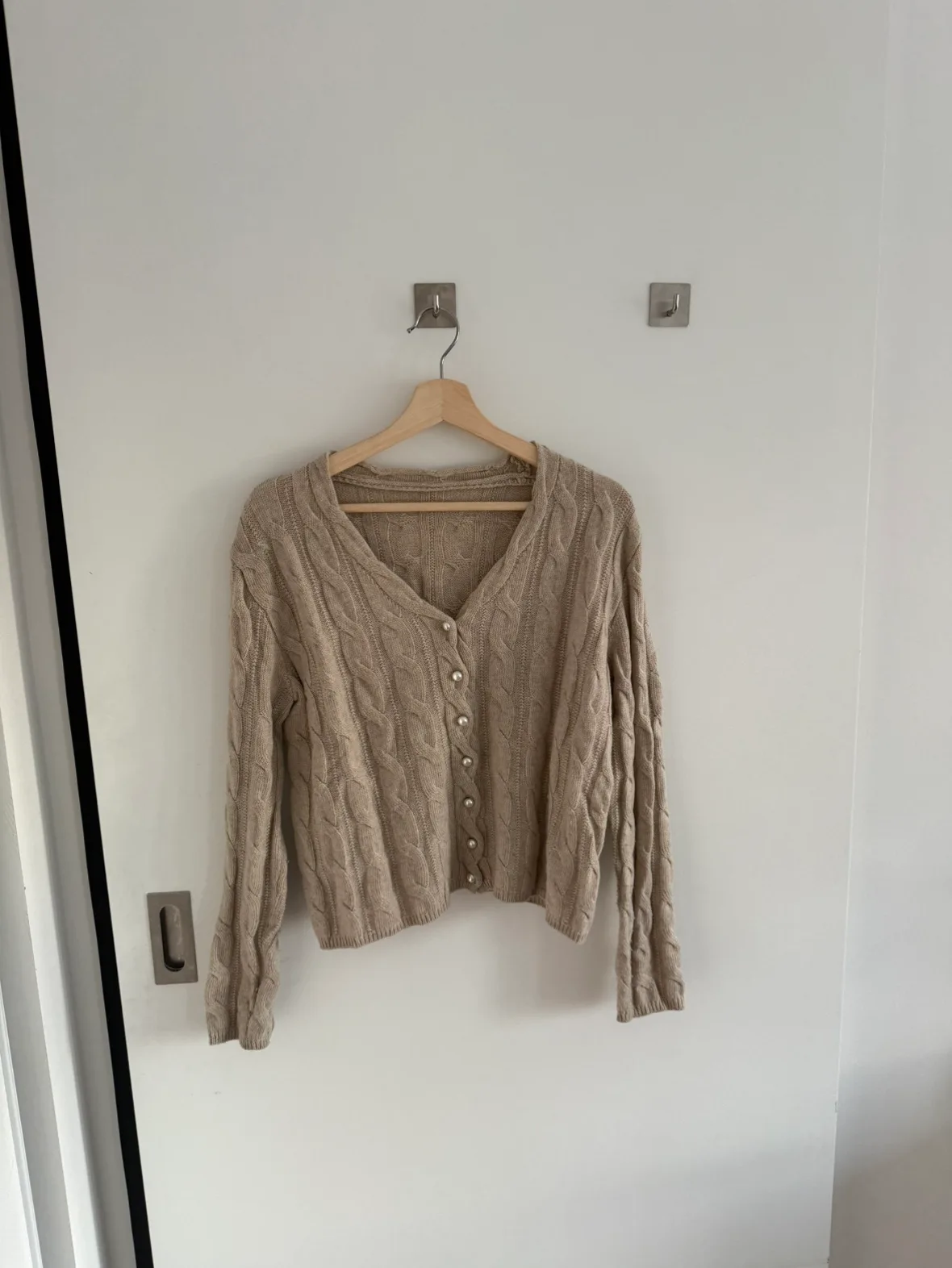 Beige Cable Knit Cardigan thumbnail