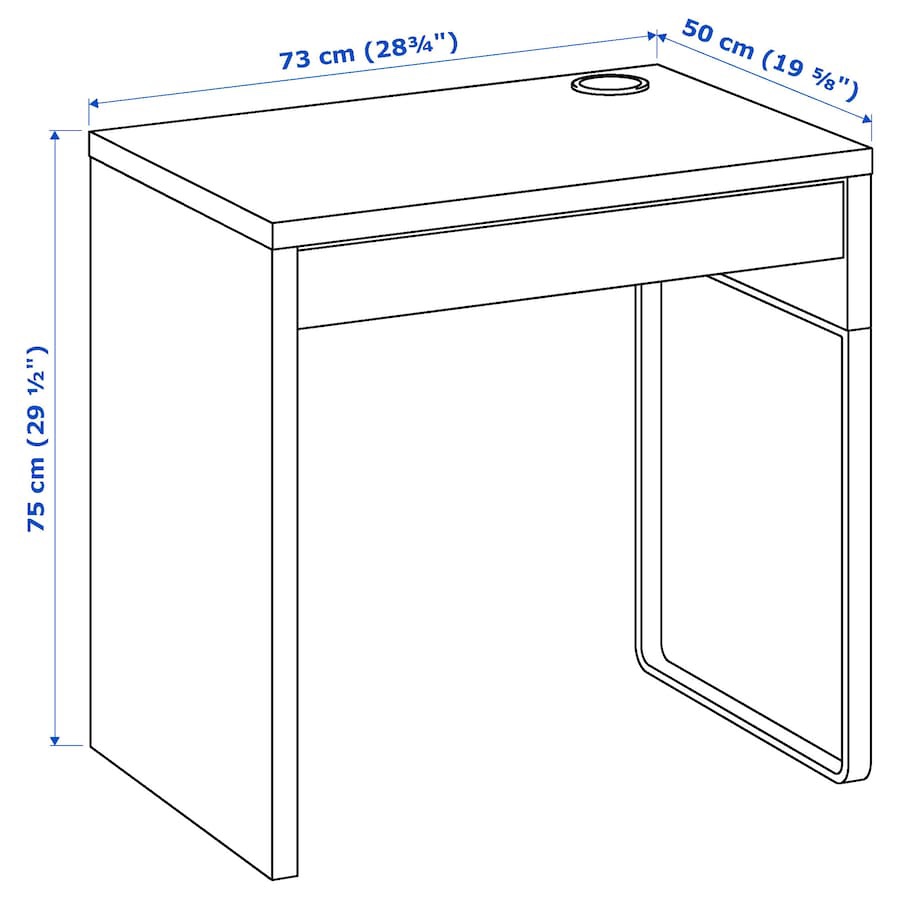 MICKE Desk, white, 73x50 cm (28 3/4x19 5/8 ") - photo 2