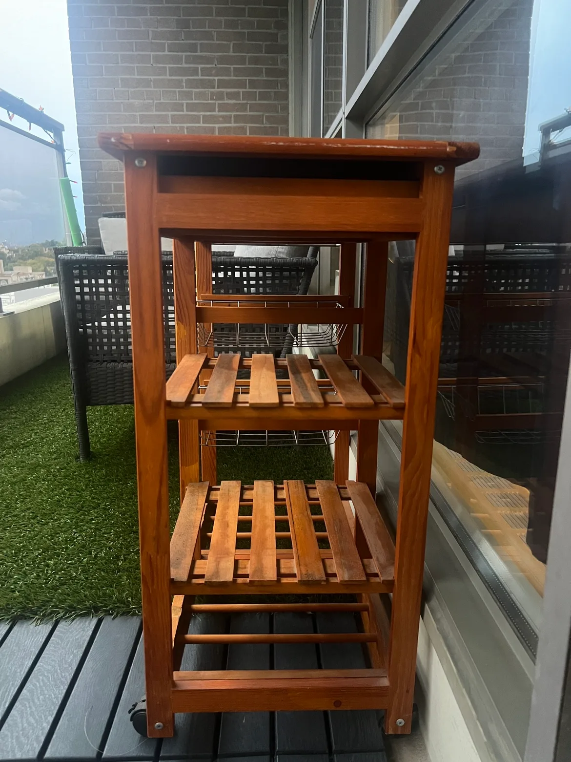 Wooden Bar Cart on Wheels - Tile surface image indicator(6)