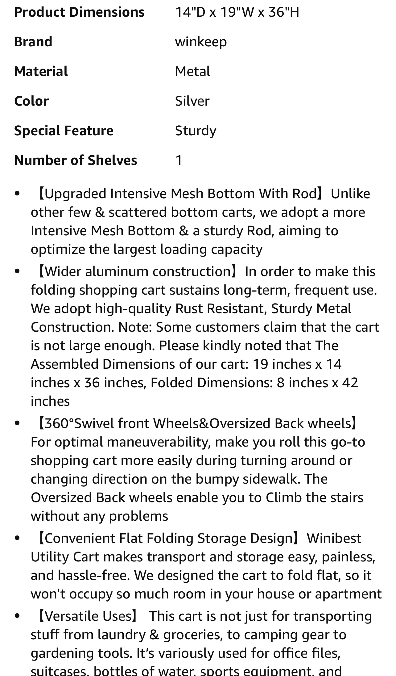 Winkkeep Folding Grocery Cart - photo 3