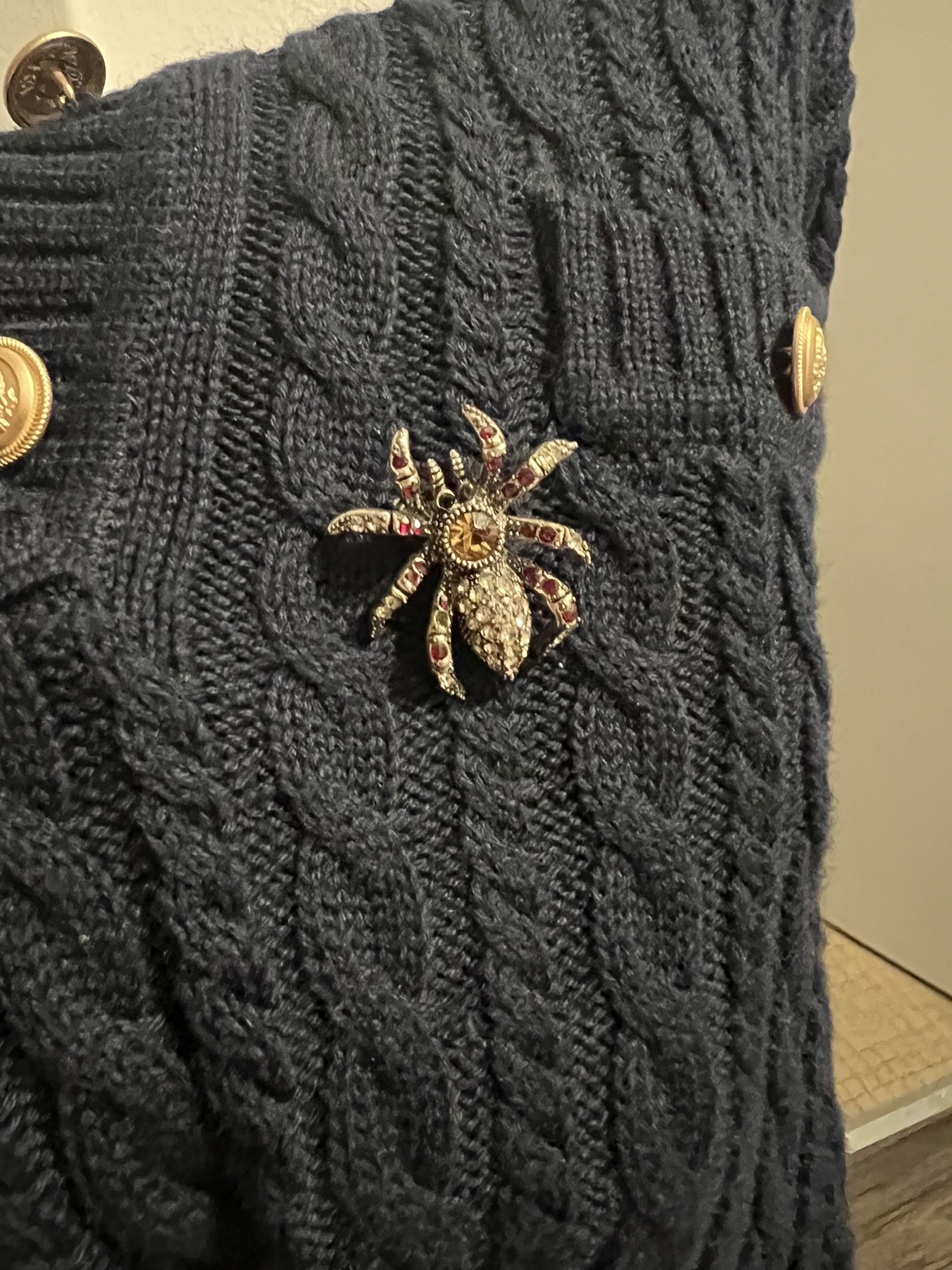 Rhinestone Spider Brooch