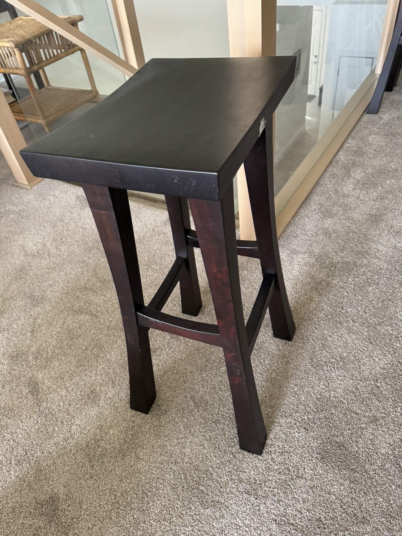 3 Dark Wood Bar Stools - photo 2