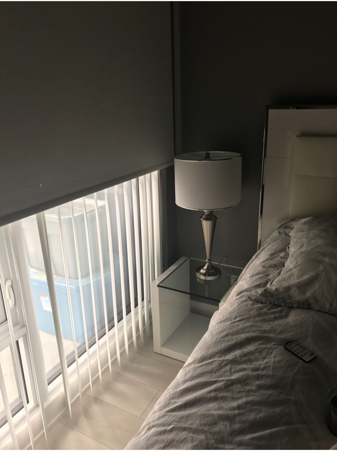 White Nightstand with Glass Top